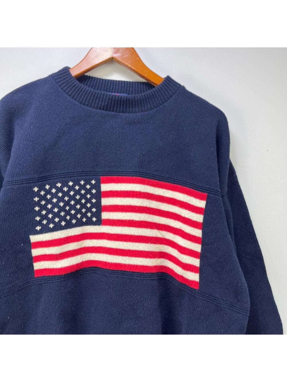 Vintage 90s USA Olympics Flag Knit Polo Sweater XL - Picture 2 of 9